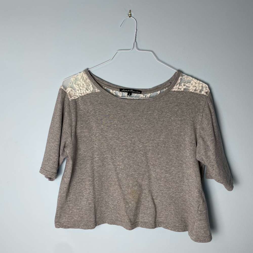 Avant Premiere Lace Grey Crop Top